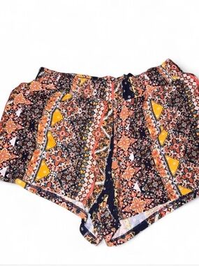 Bobbie Brooks Orange Multi boho Print Athletic Shorts